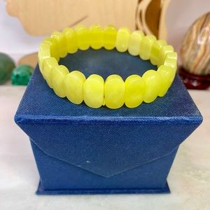 Lemon Jade Serpentine Stone of Joy Faceted Tile Bracelet 17825